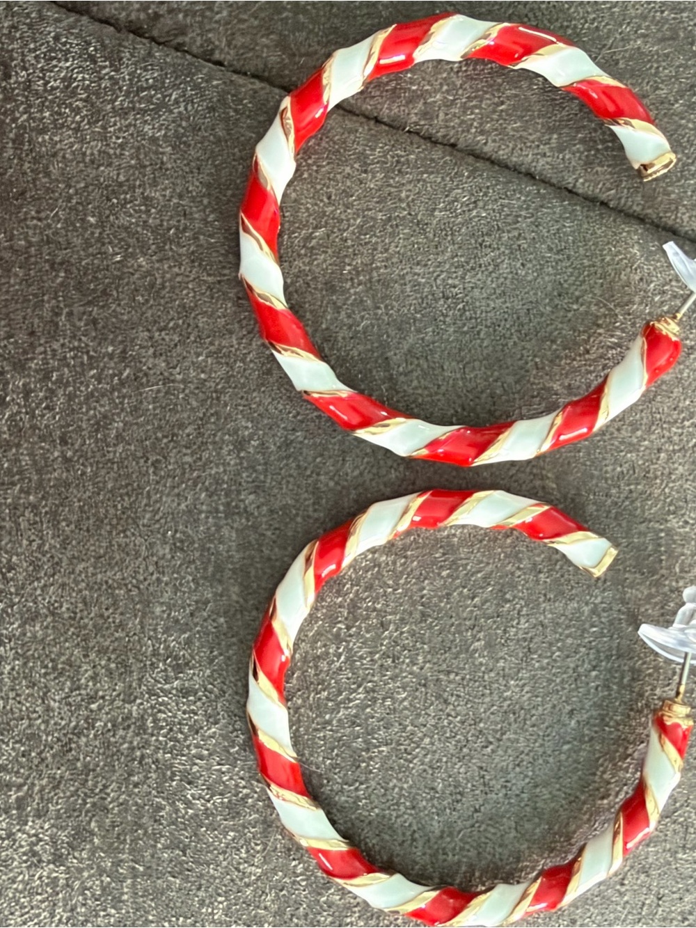 5/$25 Red and White Striped Hoop Earrings - Women Accessories